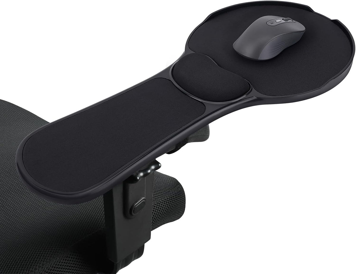 Alfombrilla de mouse ergonómica mejorada para silla, bandeja de mouse ajustable con cojín de muñeca, alfombrilla de mouse para brazo de silla, color negro