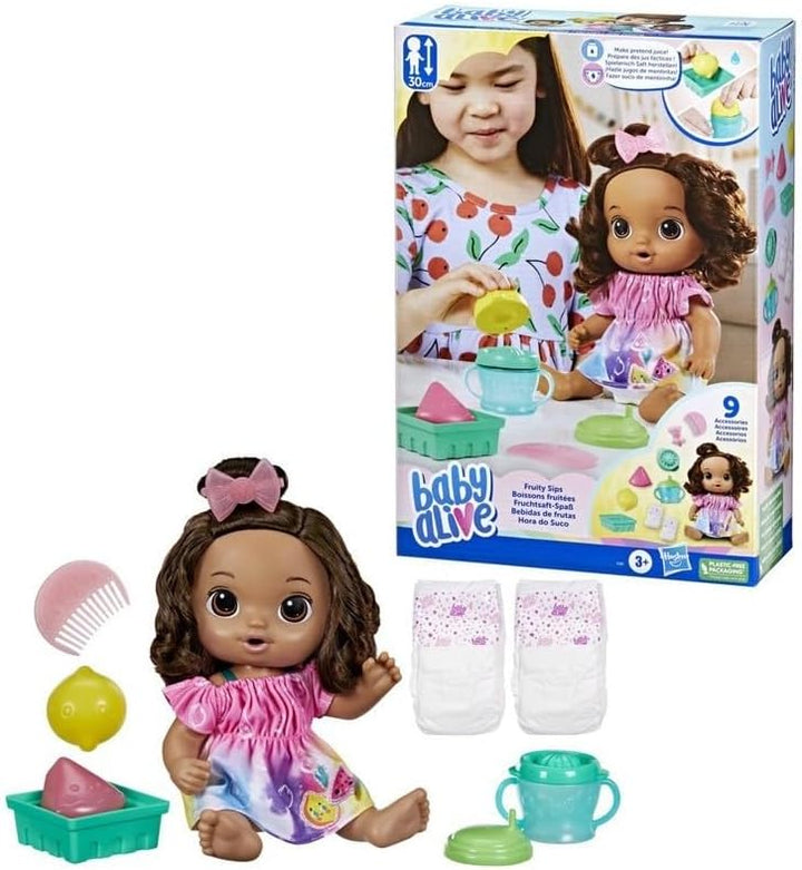 Baby Alive Muñeca Fruity Sips, Limón, Juguetes para niñas de 3 años...