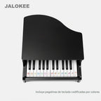 Teclado de piano para niños, piano de cola de 25 teclas para niños, mini juguete de instrumento educativo musical, volumen ajustable, juguete de madera para niños pequeños y niñas (negro)