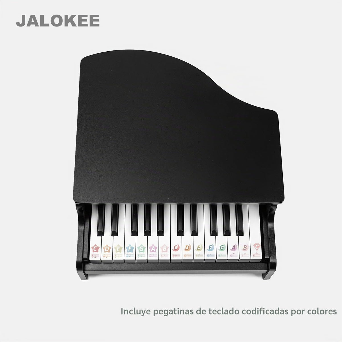 Teclado de piano para niños, piano de cola de 25 teclas para niños, mini juguete de instrumento educativo musical, volumen ajustable, juguete de madera para niños pequeños y niñas (negro)