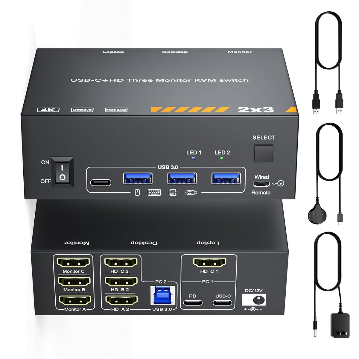 KVM Switch 3 Monitores MST 1 Laptop 1 Escritorio, Reyoten Triple Monitores