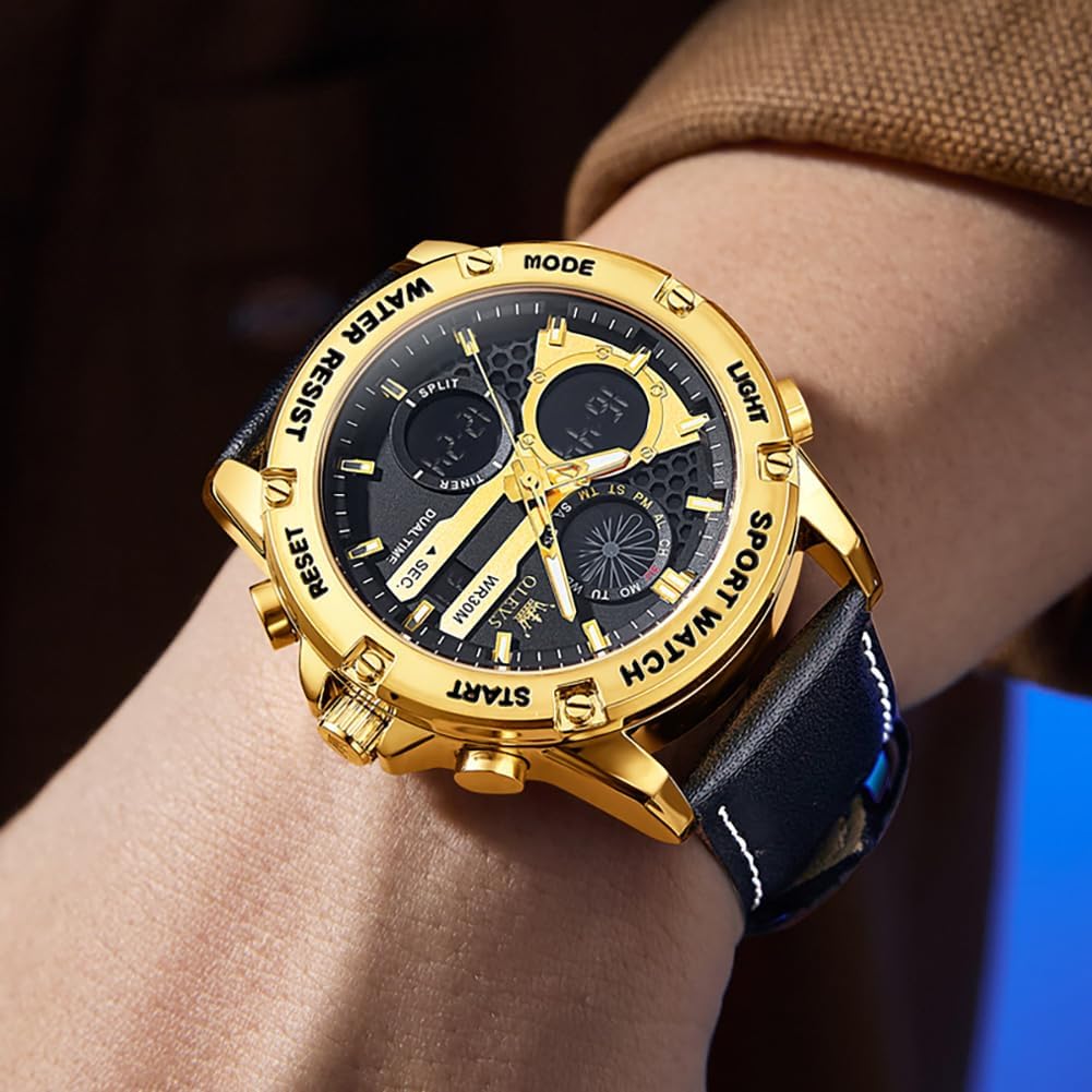 OLEVS Relojes para Hombre Moda Fecha Regalo Cronógrafo Reloj para Hombre Gran Negocio Digital Calendario Resistente al Agua Reloj de Muñeca para Hombre