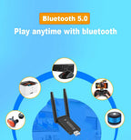 AC1300 Tarjeta de red inalámbrica WiFi de doble banda + adaptador BT 5.0 USB 3.0 1300M 802.11ac adaptador Bluetooth 5.0 con antena para computadora portátil 2.4 GHz + mini dongle de 5.8 GHz