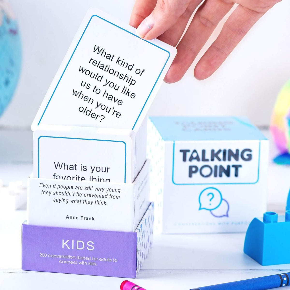 TALKING POINT CARDS Paquete para niños y adolescentes: 400 iniciadores de conversación que provocan el pensamiento - 2 paquetes: niños + adolescentes