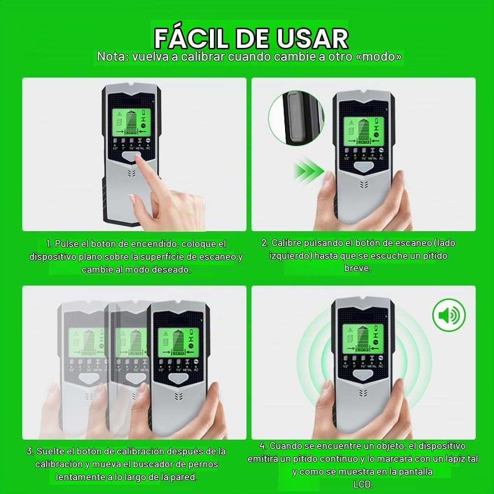 Escáner de pared con buscador de pernos, detector de pernos 5 en 1