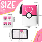 Carpeta de tarjetas de 4 bolsillos, soporte para tarjetas intercambiables para 400 tarjetas con 50 fundas extraíbles, tarjeta de colección portátil, estuche de tarjetas de juego con cremallera para regalo, color rosa