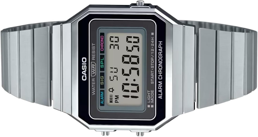 Casio A700W-1A Reloj Digital Unisex Retro de Acero Inoxidable LED A700
