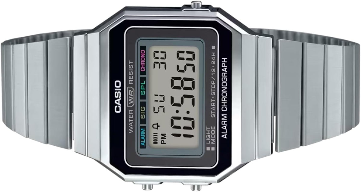 Casio A700W-1A Reloj Digital Unisex Retro de Acero Inoxidable LED A700