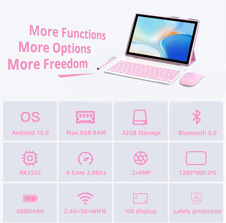 RUIQIAI Tablet Android 15, tableta 2 en 1 de 10 pulgadas con funda...