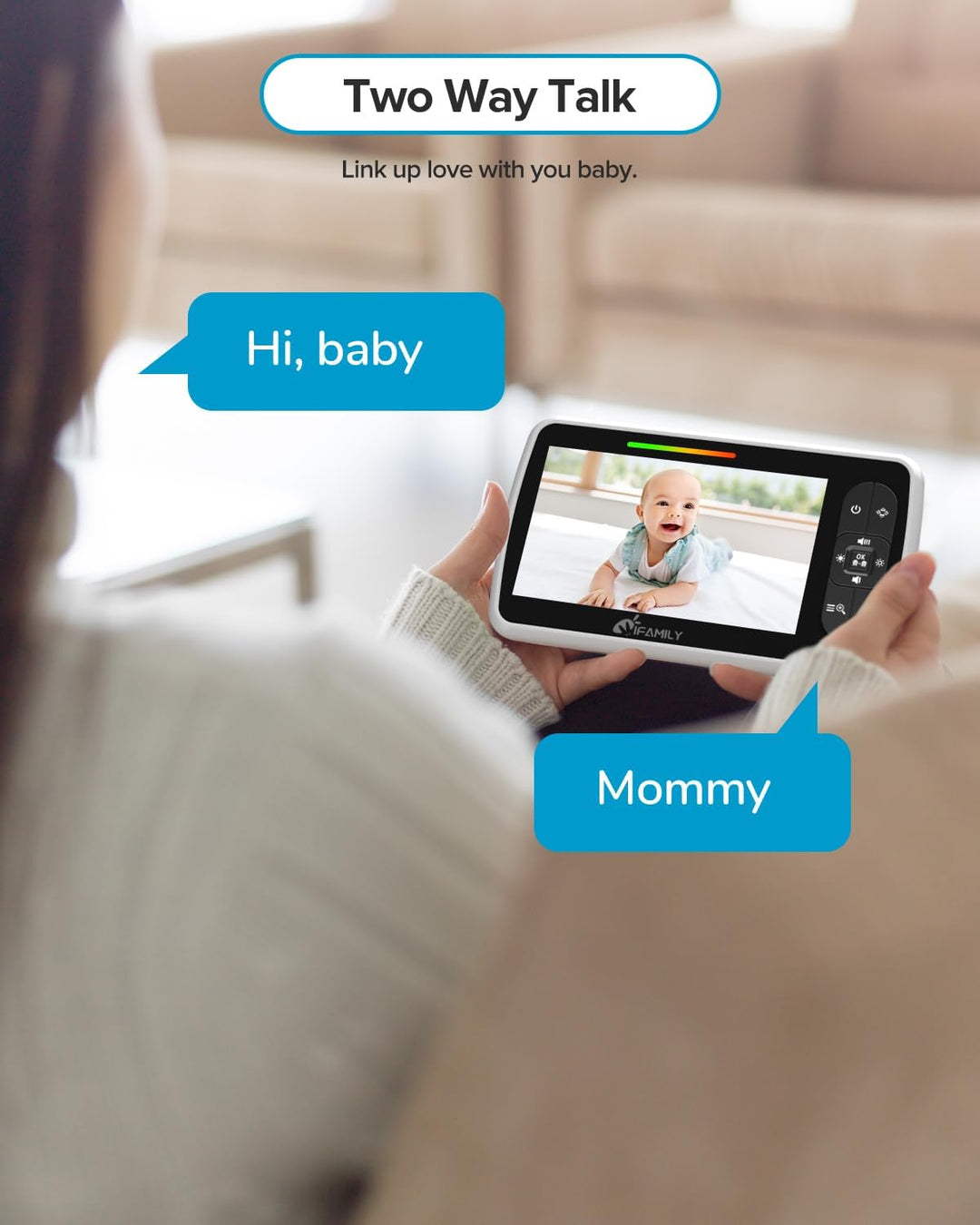 iFamily - Monitor de bebé - Pantalla grande de 5" con vida útil...