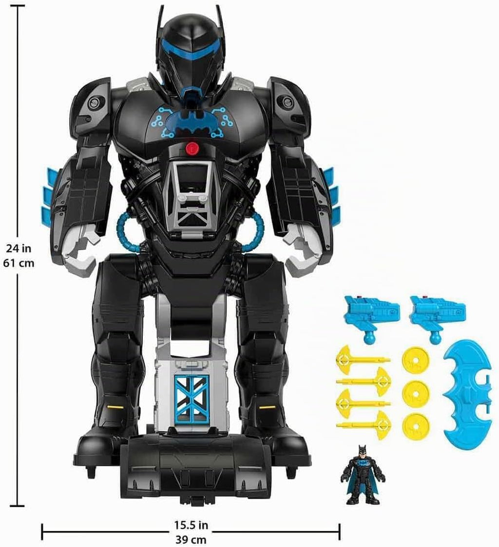 Fisher-Price Imaginext DC Super Friends Batman, juguete Bat-Tech Batbot, set de juego de 61 cm de altura con luces y sonidos para juego de rol, para niños de 3+ años