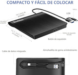 Duplicador de Discos Unidad de DVD Externa USB 3.0 Tipo C CD DVD Po...