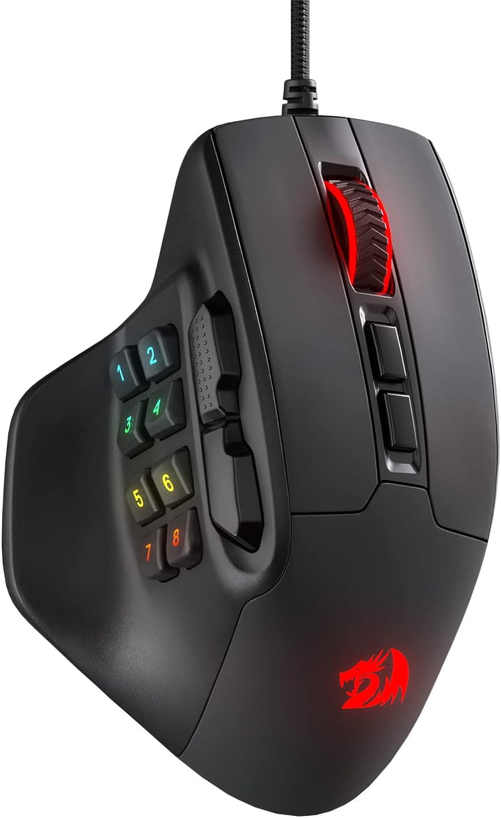 Redragon M811 Aatrox - Ratón para juegos MMO, 15 botones programabl...