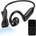 BEARTAIN Auriculares E12 de conducción ósea con cámara, auriculares de cámara POV manos libres, funciones AI, IP54 impermeable, auriculares deportivos inalámbricos Bluetooth de oreja abierta para