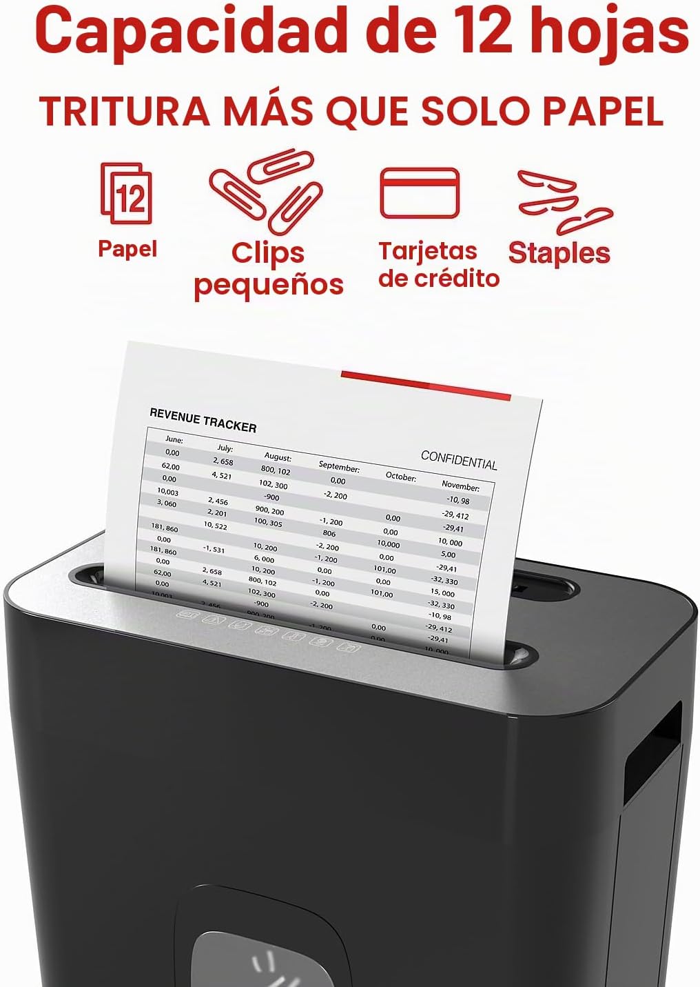 Staples Trituradora de papel de corte cruzado de 12 hojas, silenciosa