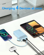 NOBIS Cargador portátil de 20000 mAh, 65 W, batería con cable USBC adjunto, Azul
