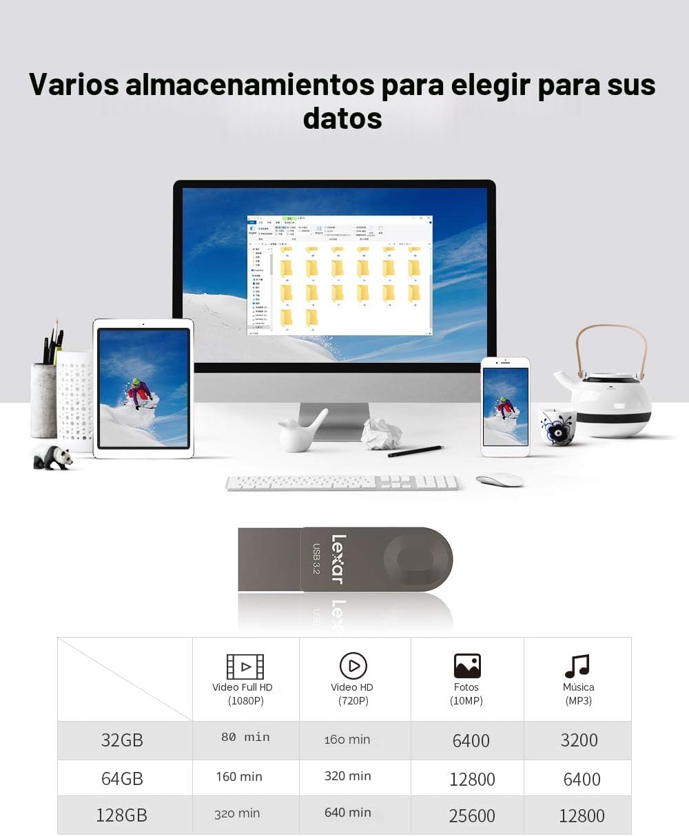 Lexar Unidad flash USB tipo C E32C de 64 GB, USB-A y USB-C 3.2 Gen...