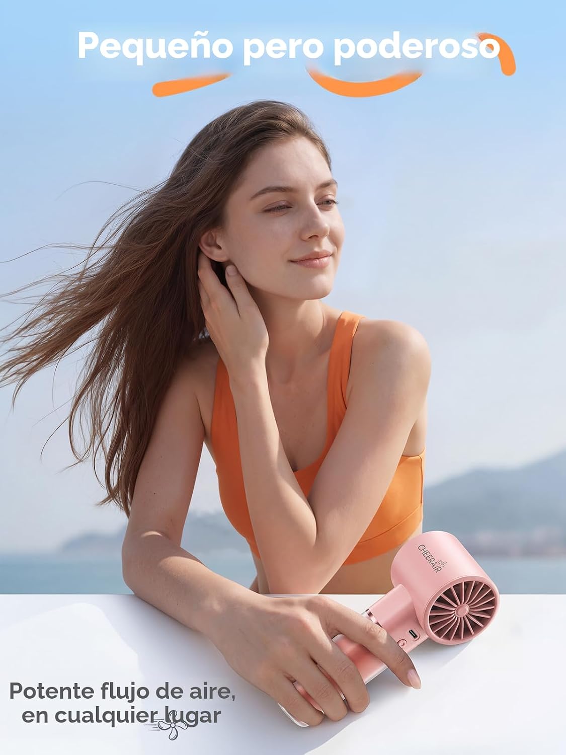 CHEERAIR - Ventilador portátil de mano, mini ventilador recargable...