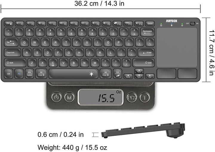 Arteck Teclado retroiluminado universal de 7 colores con Bluetooth,...