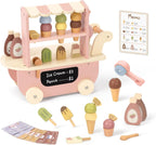 OOOK Carrito de helado de madera para niños con cuchara y ruedas