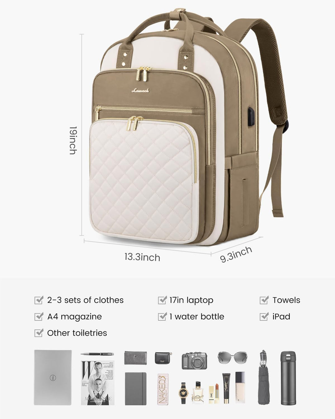 LOVEVOOK - Mochila de computadora portátil para mujer, bolsa de via...