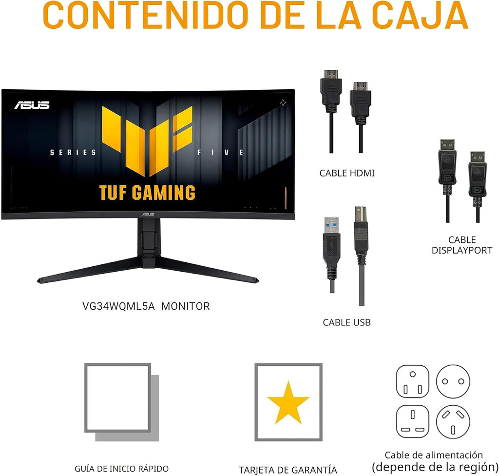 ASUS TUF Gaming - Monitor curvo ultraancho 1440P de 34 pulgadas, 25...