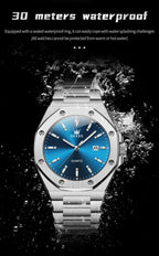 OLEVS Reloj para hombre Big Face Acero inoxidable Impermeable Luminoso Diamante