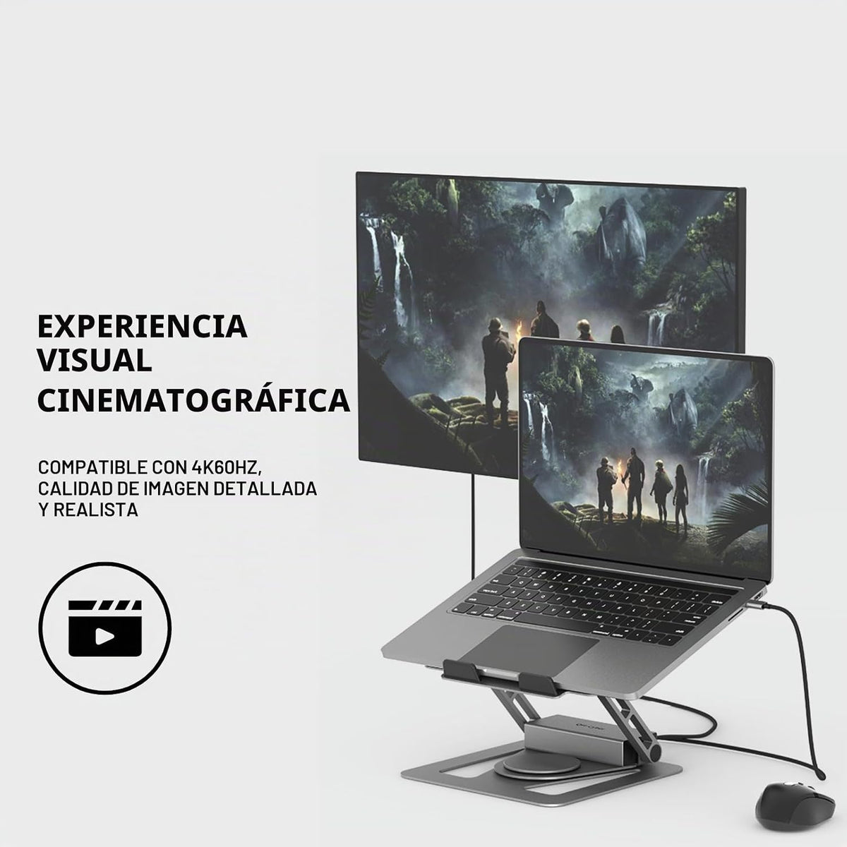 Estación de acoplamiento portátil de 360° con concentrador USB C