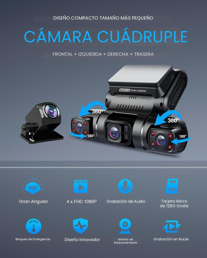 PRUVEEO - Cámara de salpicadero de 360 grados de vista 4