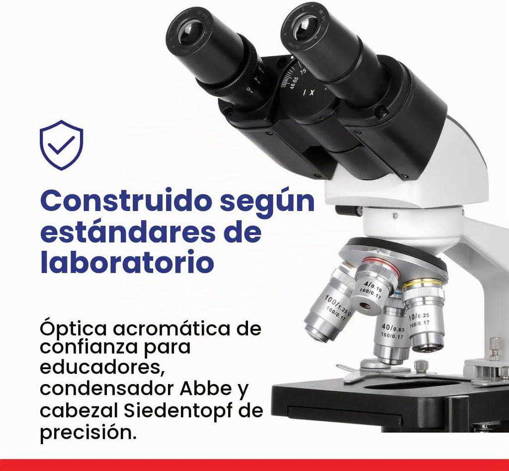 AmScope Serie B120 Microscopio compuesto binocular LED para estudiantes y profesionales - aumento 40X-2500X - Incluye cámara USB de 5MP y cabezal Siedentopf