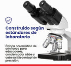 AmScope Serie B120 Microscopio compuesto binocular LED para estudiantes y profesionales - aumento 40X-2500X - Incluye cámara USB de 5MP y cabezal Siedentopf