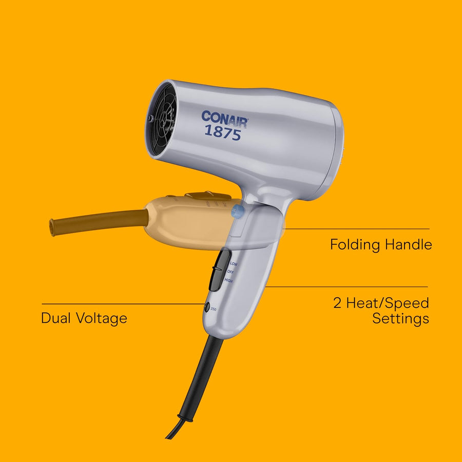Secador de pelo compacto Conair con mango plegable, secador de viaj...