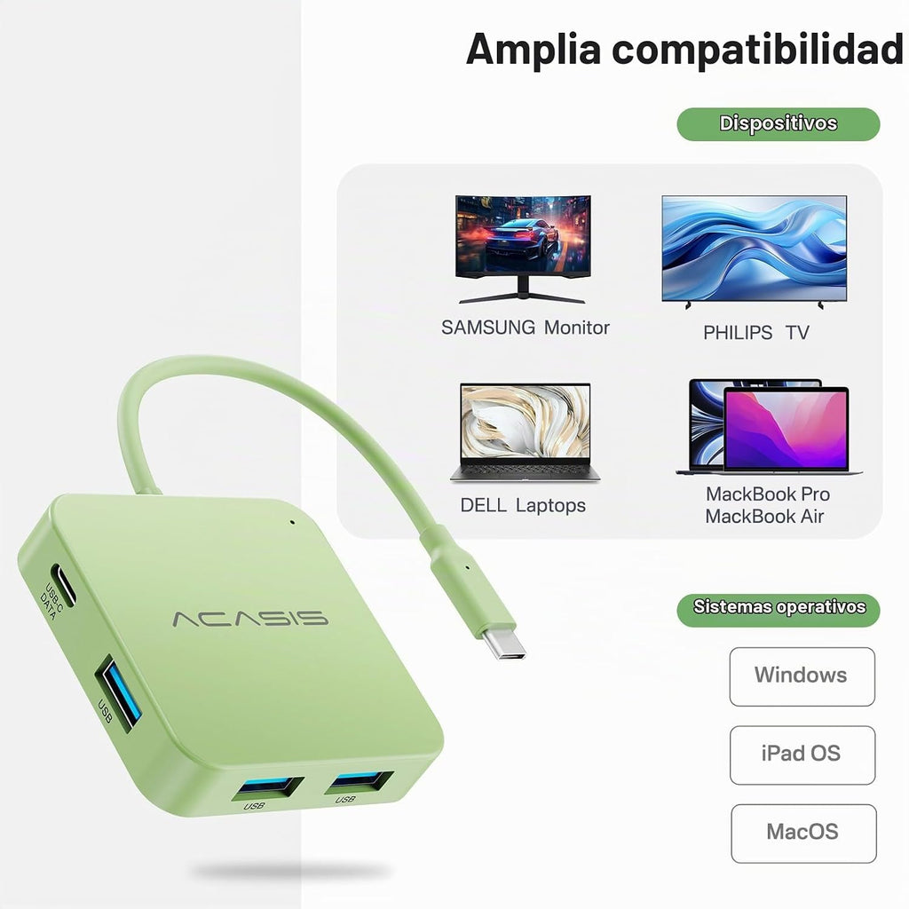 ACASIS USB C Hub 10Gbps, USB C a 4K 60Hz Adaptador HDMI para Laptop/MacBook