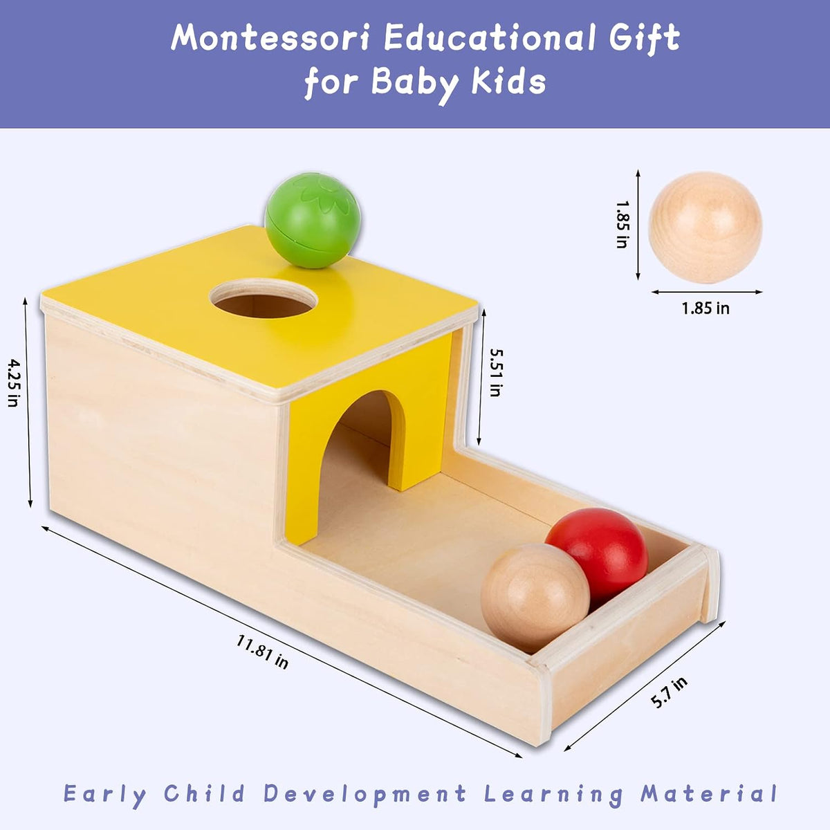 Adena Montessori Kit de Juego de Madera 4 en 1 para Bebés de 6-12 Meses