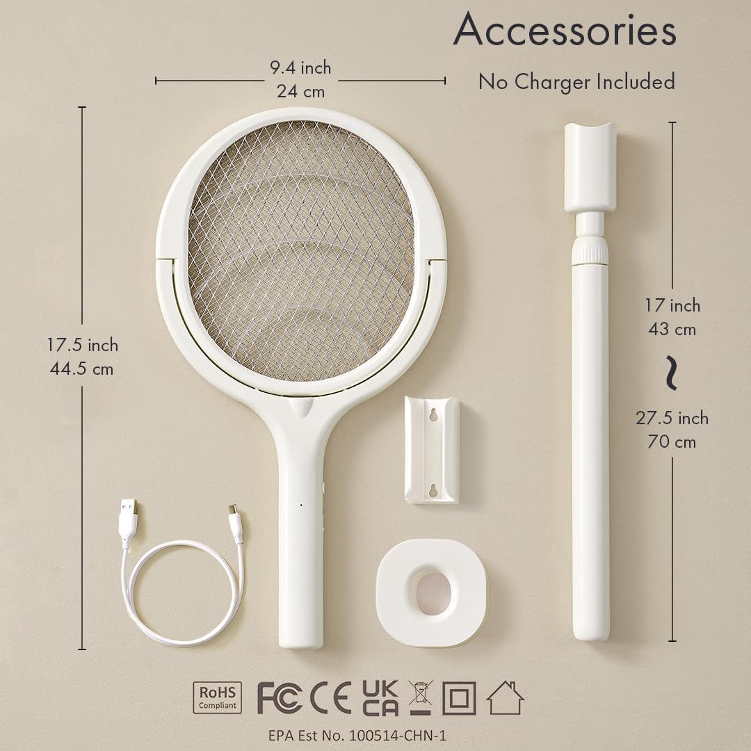 GeckoMan Zapper de Moscas Eléctrico, Raqueta Zapper de Insectos Eléctrica