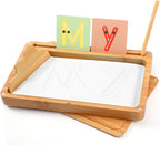 AtMini Bandeja de arena para el aula, bandeja de arena Montessori de madera con tapa para niños que escriben letras y números, imprescindible para el aula preescolar
