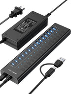 ACASIS, HB16Pro-BK, hub USB 3.2 de 16 puertos, alimentado, adaptador 5V/1.5A