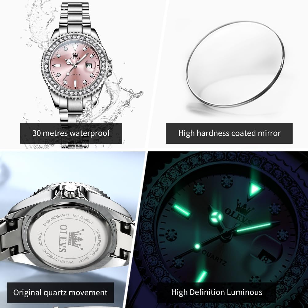 OLEVS Relojes para Mujeres Lujo Diamante con Fecha Analógico Cuartz para Mujer