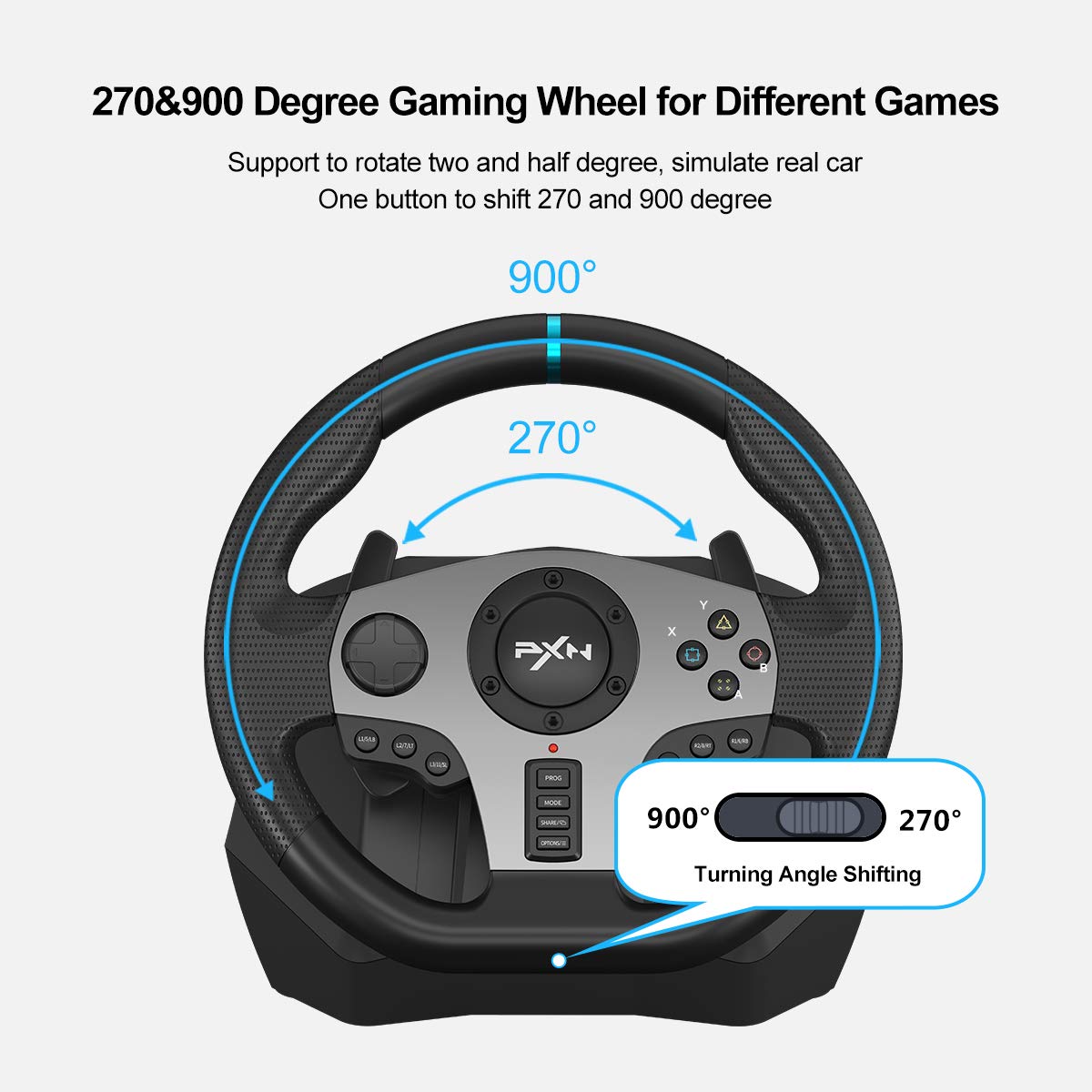 PXN Gaming Racing Wheel V9 Steering Wheel 270/900° Car
