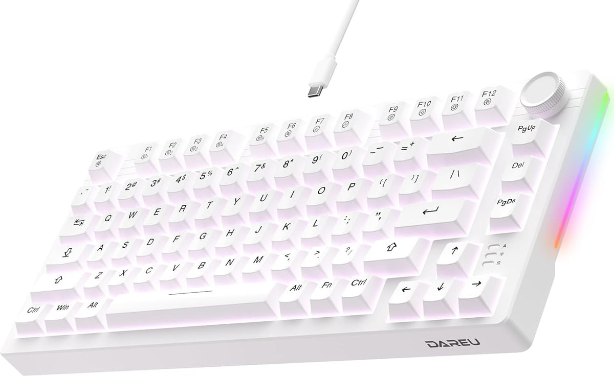 DAREU EK75 Teclado mecánico con cable, teclado 75% con perilla de v...