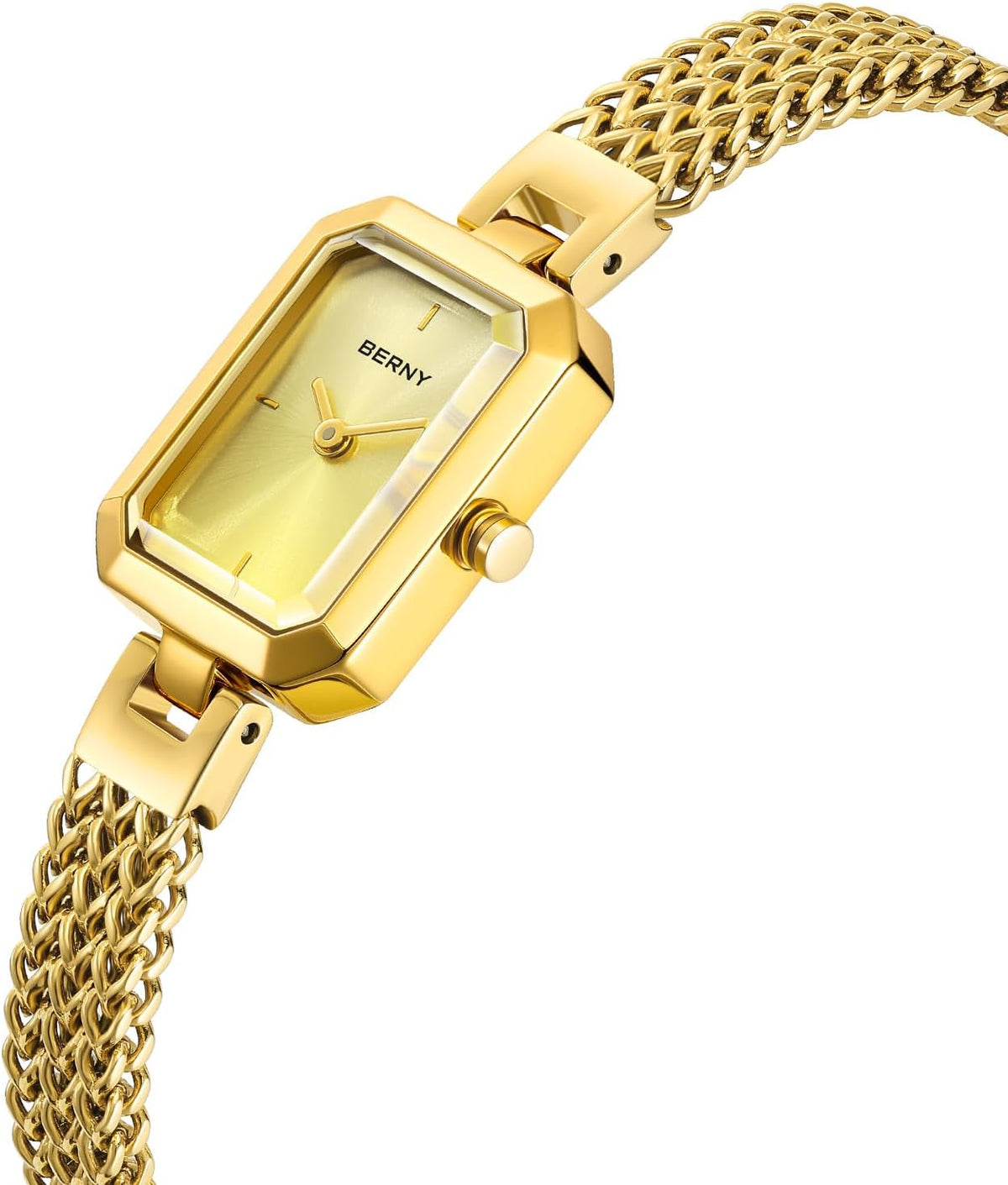 BERNY Relojes para mujer, fácil de cambiar el tamaño, reloj de pulsera para mujer, de acero inoxidable, de lujo, a la moda, pequeño, cuadrado, impermeable, correa desmontable