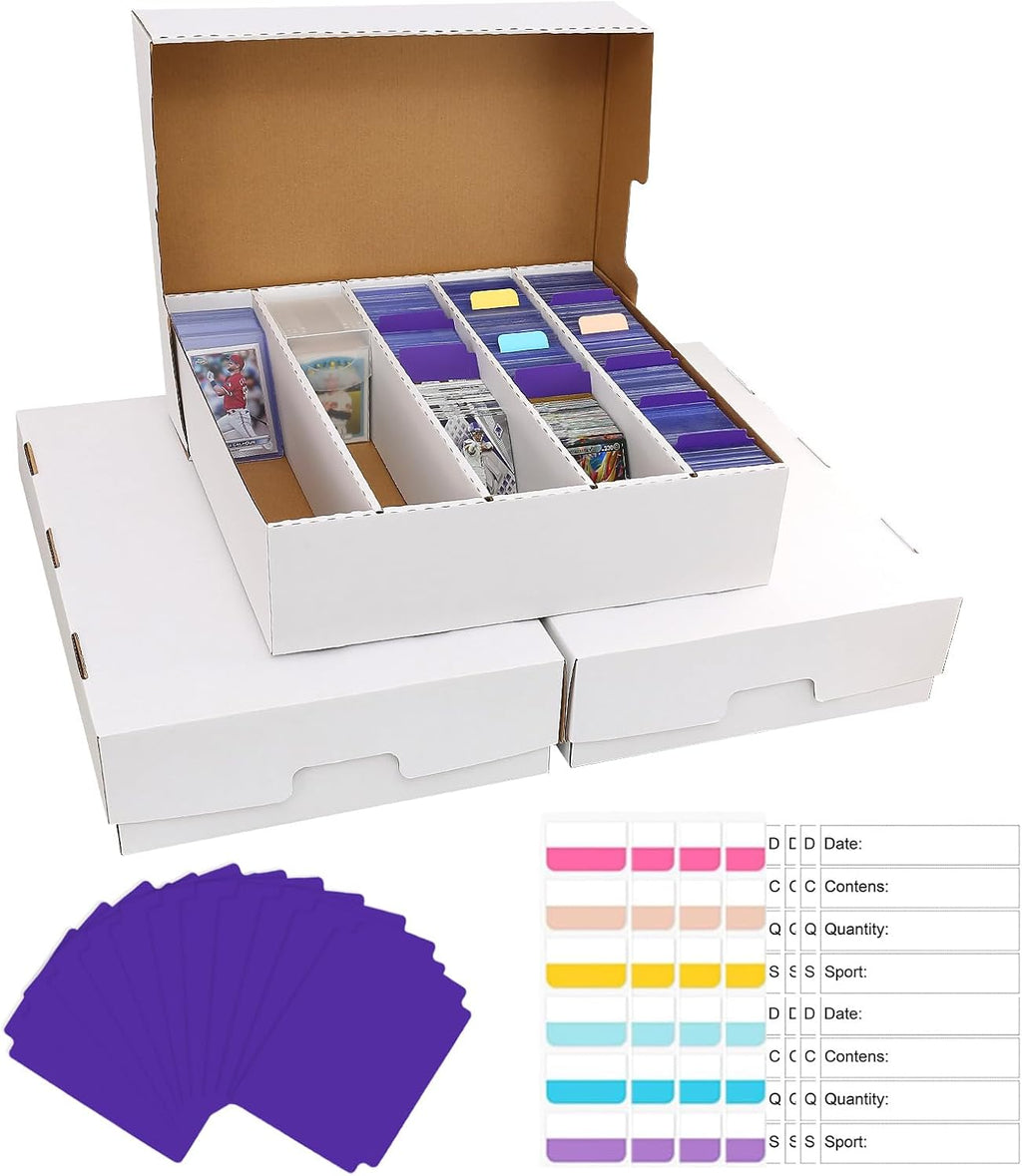 Caja de almacenamiento de 5 filas – Monster Box con capacidad para 3950 tarjetas para organización, adecuada para deportes y tarjetas coleccionables (paquete de 3 – grande)