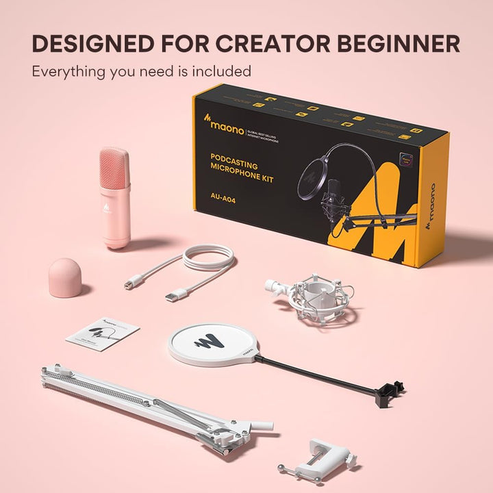 MAONO Micrófono USB, 192kHz\/24bit Plug &amp; Play PC Podcast conde...