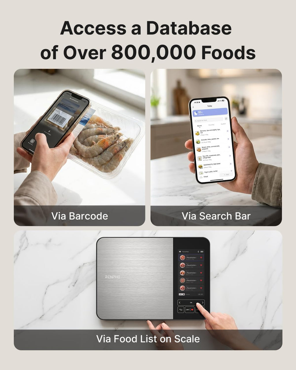RENPHO Báscula de alimentos inteligente recargable con calculadora