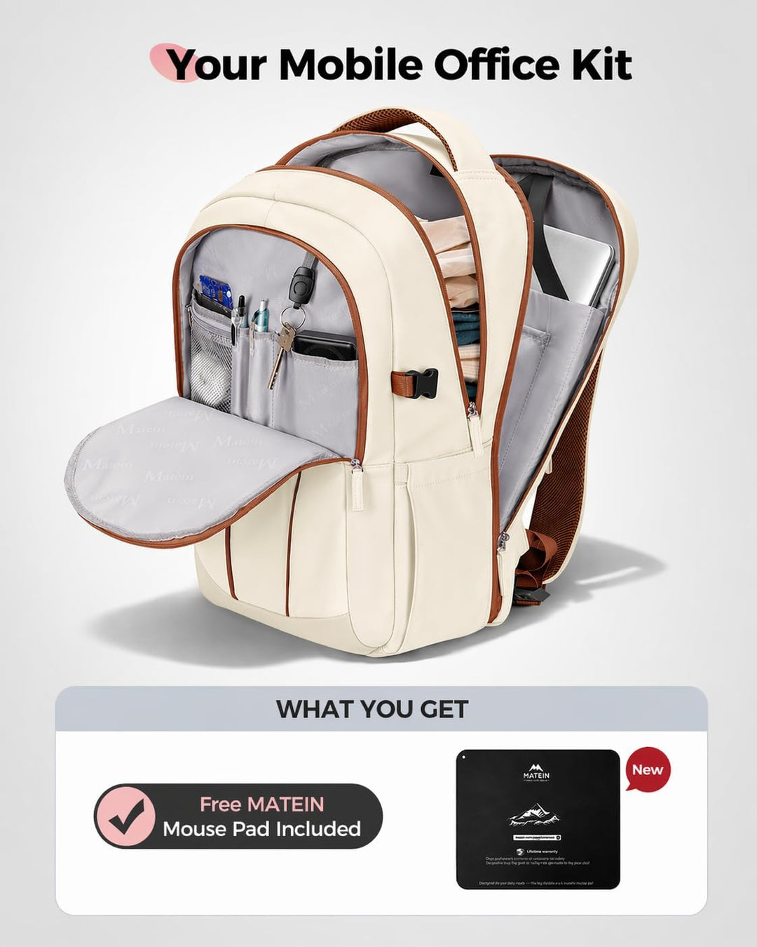 MATEIN HER Mochila de trabajo para laptop con compartimento para al...