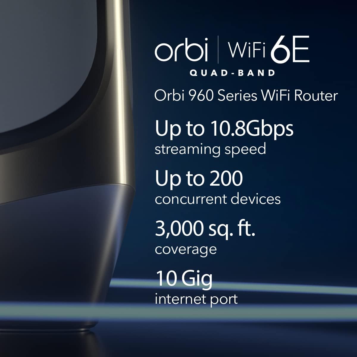 NETGEAR Router WiFi 6E de cuatro bandas Orbi (RBRE960), característ...