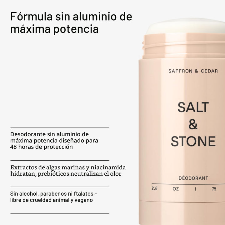 Salt &amp; Stone Desodorante sin aluminio | Protección extra fuerte...