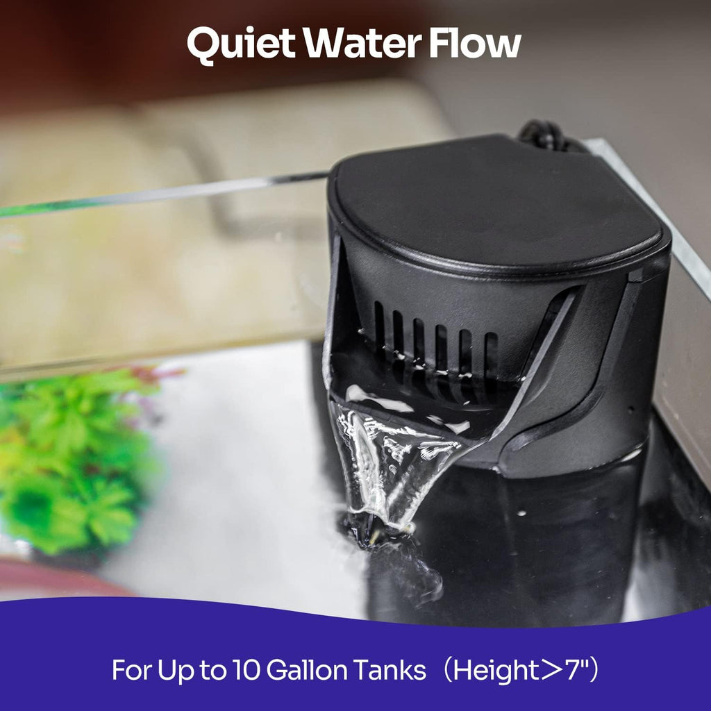 Filtro Interno Silencioso para Acuario, Filtro de Cascada de Bajo Nivel de 3 Etapas de Bio-Filtración de Potencia Pequeña con Rejilla Protectora para Filtración de Tanque de Peces, Tortugas y