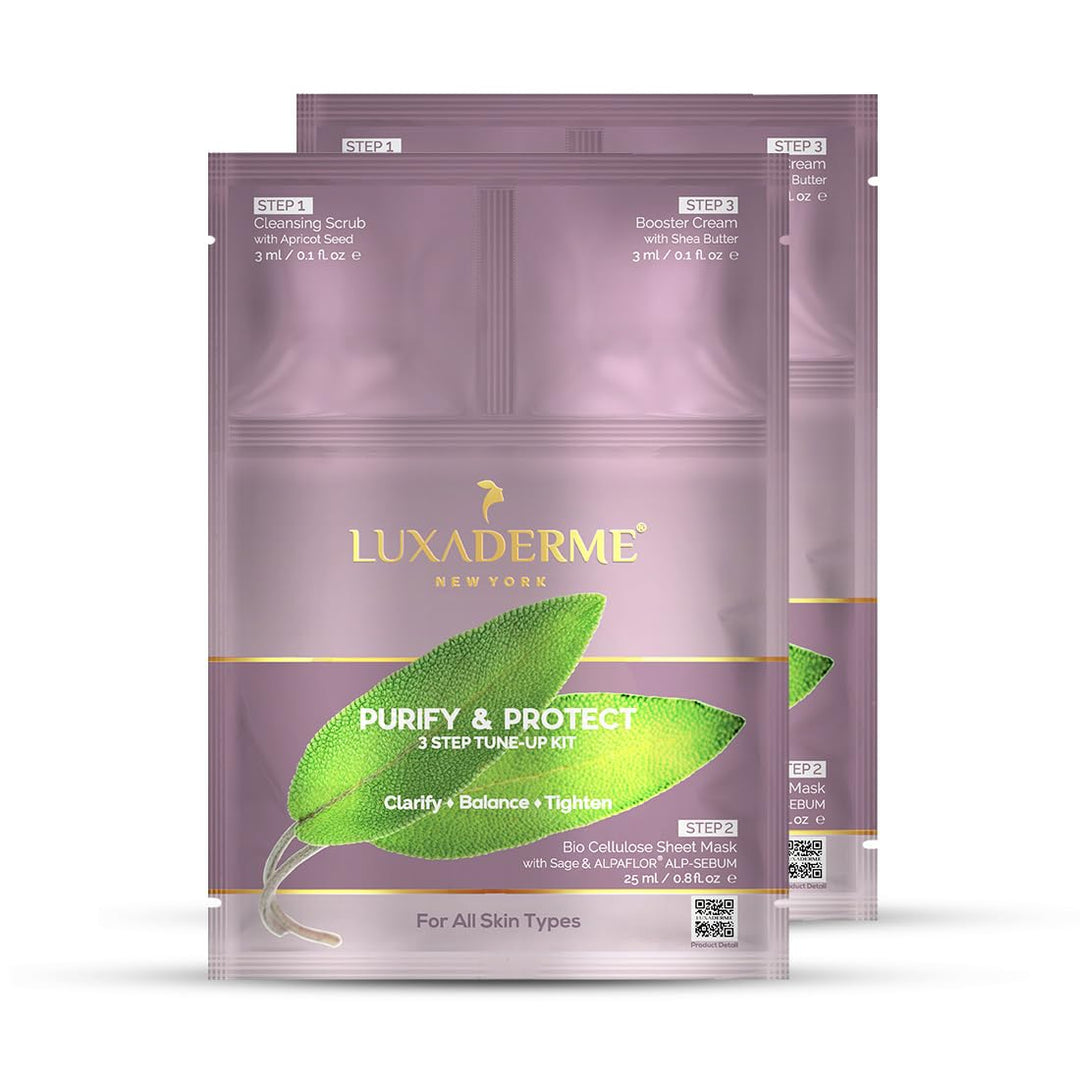 LuxaDerme Purify &amp; Protect - Kit de ajuste de 3 pasos, exfolian...