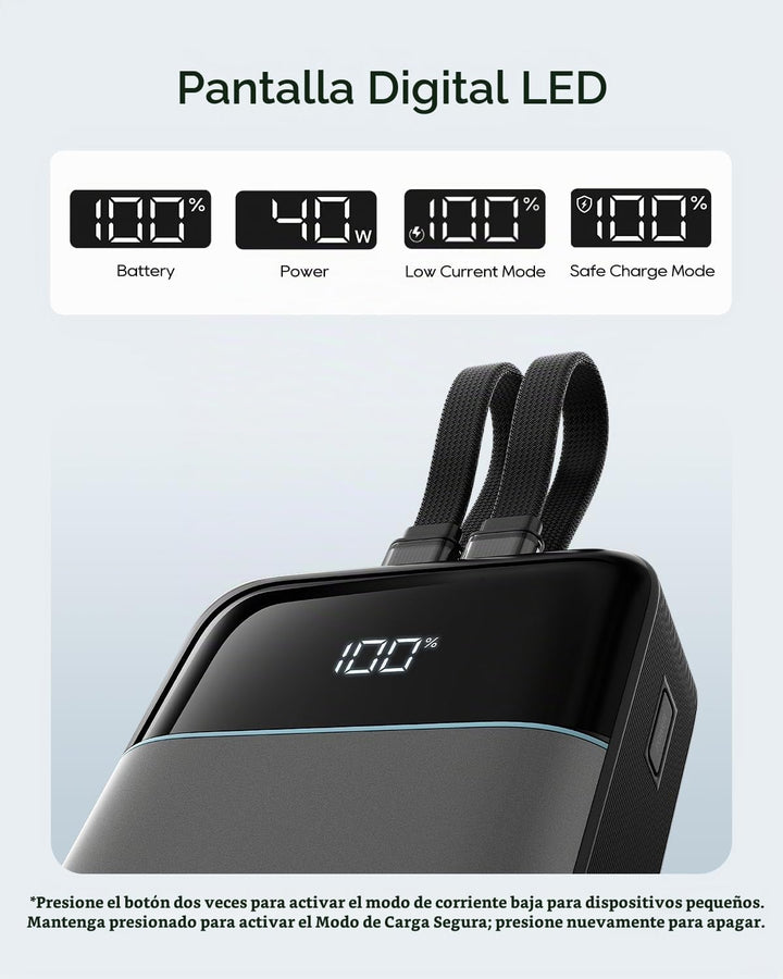 CUKTECH Banco de energía de 20,000 mAh, cables Lightning USB-C y MF...